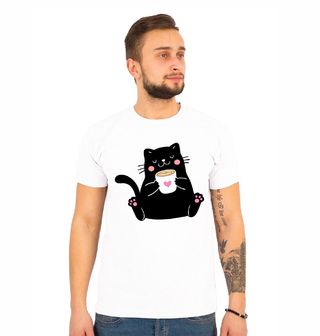 Obrázek 1 produktu Pánské tričko Kočka s Šálkem v Packách