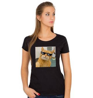 Obrázek 1 produktu Dámské tričko Selfie Kočka se Stylovými Brýlemi