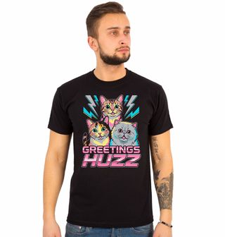 Obrázek 1 produktu Pánské tričko Kočky tě Zdraví Greeting Huzz