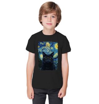 Obrázek 1 produktu Dětské tričko Kočka s Brýlemi ve Hvězdné Noci