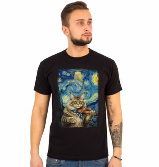 Obrázek 1 produktu Pánské tričko Kočka s Houslemi ve Hvězdné Noci