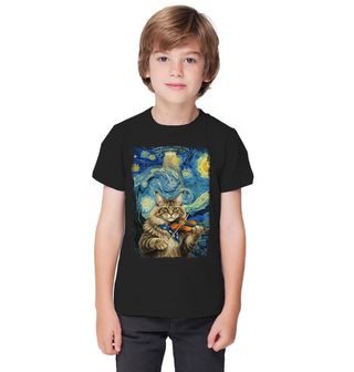 Obrázek 1 produktu Dětské tričko Kočka s Houslemi ve Hvězdné Noci