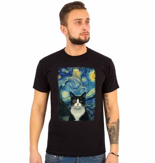 Obrázek 1 produktu Pánské tričko Tuxedo Kočka ve Hvězdné Noci