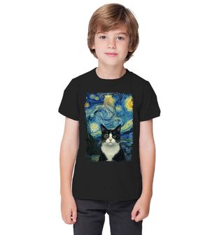 Obrázek 1 produktu Dětské tričko Tuxedo Kočka ve Hvězdné Noci