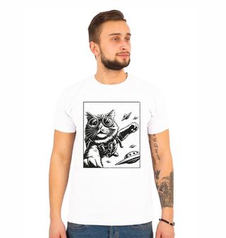 Obrázek 1 produktu Pánské tričko Kočka Parašutista mezi UFO