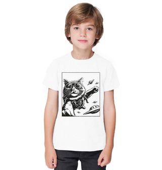 Obrázek 1 produktu Dětské tričko Kočka Parašutista mezi UFO