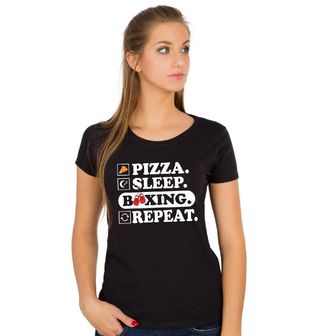 Obrázek 1 produktu Dámské tričko Pizza Spánek Box a Znovu Pizza Sleep Boxing Repeat