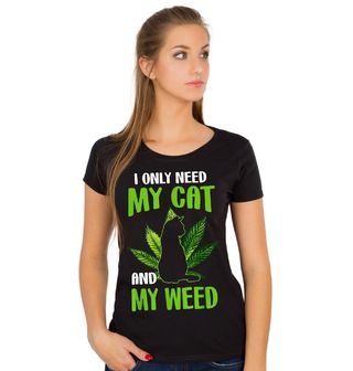 Obrázek 1 produktu Dámské tričko Kočka a Marihuana