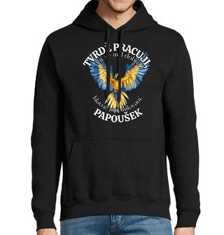 Obrázek 1 produktu Pánská mikina Tvrdě pracuji, aby se měl dobře můj Papoušek Ara modrožlutý