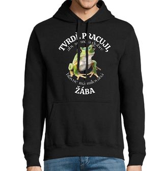 Obrázek 1 produktu Pánská mikina Tvrdě pracuji, aby se měla dobře má Žába