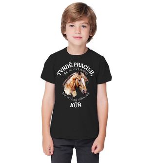 Obrázek 1 produktu Dětské tričko Tvrdě pracuji, aby se měl dobře můj Kůň