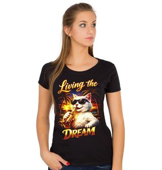 Obrázek 1 produktu Dámské tričko Kočka na Pláži Living the Dream