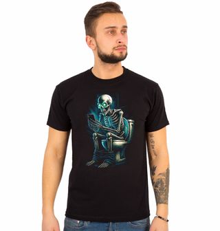Obrázek 1 produktu Pánské tričko Věčně Scrolující Kostlivec na Záchodě