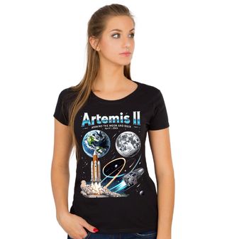 Obrázek 1 produktu Dámské tričko Vesmírná Mise Artemis II Around the Moon and Back