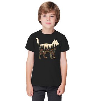 Obrázek 1 produktu Dětské tričko Silueta Kočky s Lesní Krajinou