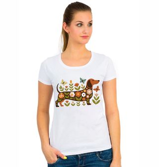 Obrázek 1 produktu Dámské tričko Květinový Jezevčík s Motýly