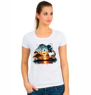 Obrázek 1 produktu Dámské tričko Slon Africký Západ Slunce