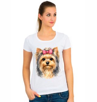 Obrázek 1 produktu Dámské tričko Jorkšírský Teriér s Mašlí