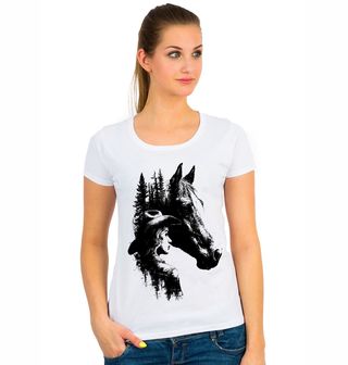 Obrázek 1 produktu Dámské tričko Kůň a Kovbojka v Lese
