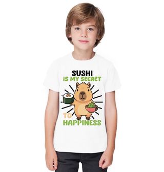 Obrázek 1 produktu Dětské tričko Kapybara Sushi je moje tajemství ke štěstí