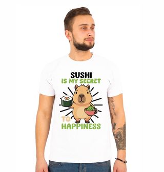 Obrázek 1 produktu Pánské tričko Kapybara Sushi je moje tajemství ke štěstí