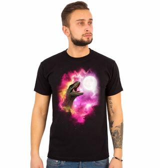 Obrázek 1 produktu Pánské tričko Vesmírný T-Rex vyjící na Měsíc