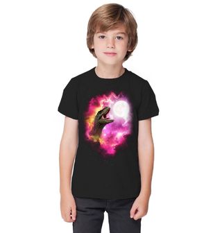 Obrázek 1 produktu Dětské tričko Vesmírný T-Rex vyjící na Měsíc