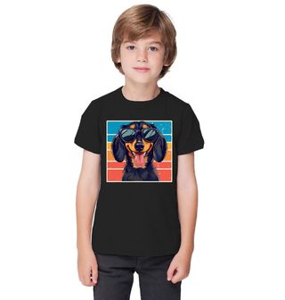 Obrázek 1 produktu Dětské tričko Retro Jezevčík s Brýlemi