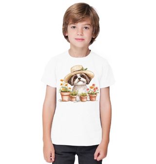 Obrázek 1 produktu Dětské tričko Zahradní Shih-Tzu v Klobouku