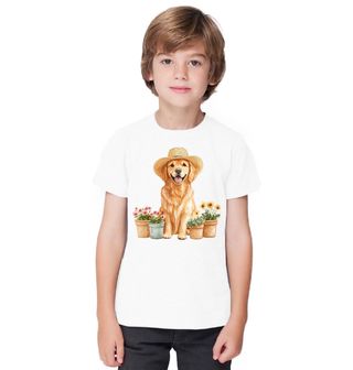 Obrázek 1 produktu Dětské tričko Zahradní Zlatý Retrívr v Klobouku