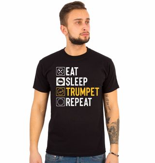 Obrázek 1 produktu Pánské tričko Jez Spi Hraj na Trubku Opakuj Eat Sleep Trumpet Repeat