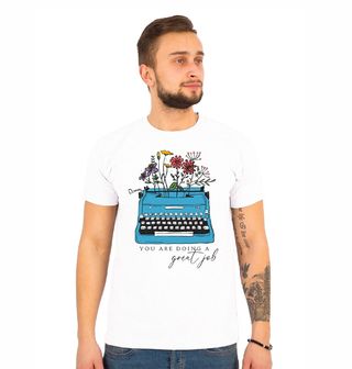 Obrázek 1 produktu Pánské tričko Psací Stroj s Květinami
