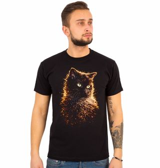 Obrázek 1 produktu Pánské tričko Černá Kudrnatá Kočka Selkirk Rex