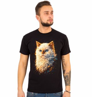 Obrázek 1 produktu Pánské tričko Bílá Kudrnatá Kočka Selkirk Rex
