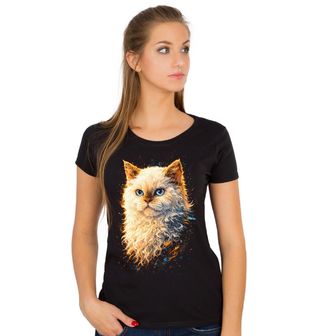 Obrázek 1 produktu Dámské tričko Bílá Kudrnatá Kočka Selkirk Rex
