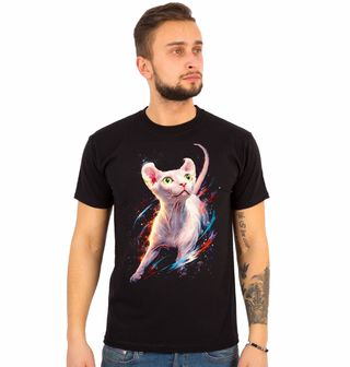 Obrázek 1 produktu Pánské tričko Růžová Bezsrstá Kočka Sphynx