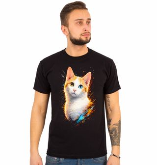 Obrázek 1 produktu Pánské tričko Oranžovo-bílá Kočka s Heterochromií
