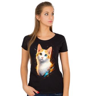 Obrázek 1 produktu Dámské tričko Oranžovo-bílá Kočka s Heterochromií