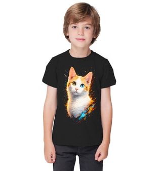 Obrázek 1 produktu Dětské tričko Oranžovo-bílá Kočka s Heterochromií
