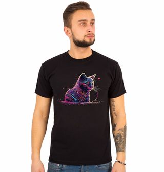 Obrázek 1 produktu Pánské tričko Neonová Kočka Cyber Art