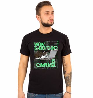Obrázek 1 produktu Pánské tričko Kočičí Hacker Everything is Computer Matrix