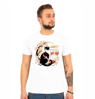 Obrázek 1 produktu Pánské tričko Elegantní Kočka pod Sakurou