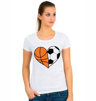 Obrázek 1 produktu Dámské tričko Srdce Sportovce Fotbal a Basketbal