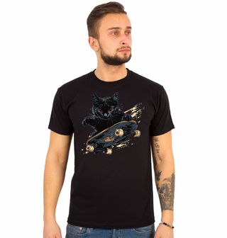 Obrázek 1 produktu Pánské tričko Černá Kočka na Skateboardu