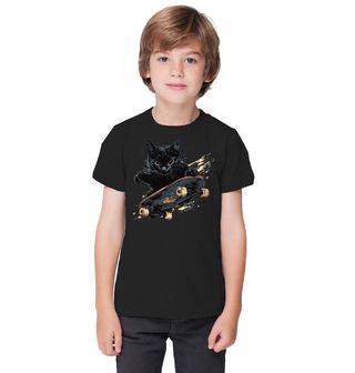 Obrázek 1 produktu Dětské tričko Černá Kočka na Skateboardu