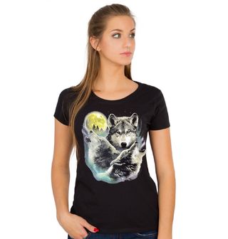 Obrázek 1 produktu Dámské tričko Tři Vlci Vyjící Na Měsíc