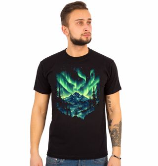 Obrázek 1 produktu Pánské tričko Zelená Polární záře nad Horami