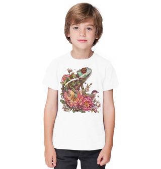 Obrázek 1 produktu Dětské tričko Květinový Chameleon s Ptáčkem
