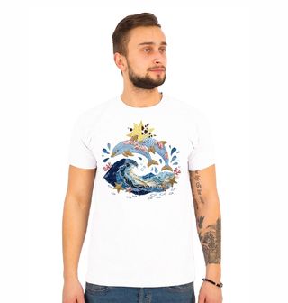 Obrázek 1 produktu Pánské tričko Vyšívaní Delfíni v Moři