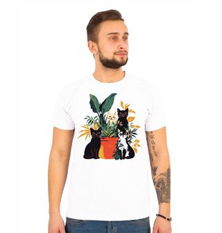 Obrázek 1 produktu Pánské tričko Kočky a Pokojové Květiny